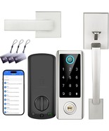 Fingerprint Door Lock with Handle Sets, Keyless Entry Door Lock - Satin ... - $64.34