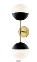 Renee 2-Light Aged Brass/Black Wall Sconce with Opal Glossy Shade - £144.27 GBP