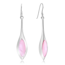 Modern Long Icicle Mother of Pearl Sterling Silver Dangle Earrings - £17.13 GBP