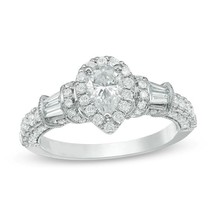 2.2 Ct Pear Cut Lab-Created Diamond Wedding Engagement Ring Solid 14K White Gold - £265.77 GBP