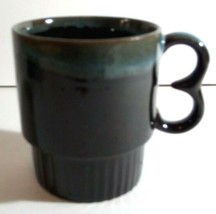 Vintage Blue Drip Glaze Pottery Ceramic Stackable Mug 3.25” 8oz  Marked ... - $8.54