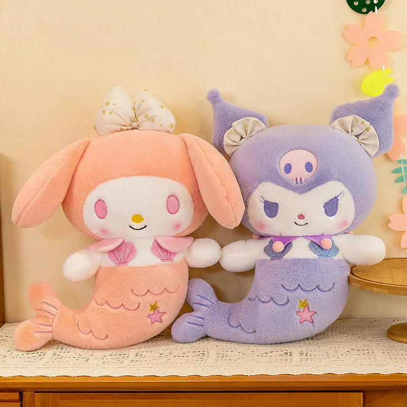 Sanrio Disguised Mermaid Pillow Plush  Kuromi Melody Cartoon Plushie Stu... - £22.46 GBP