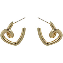 18K Gold-Plated Swirl-Heart Stud Earrings - £10.14 GBP