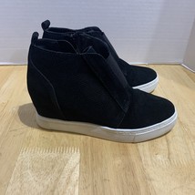 Steve Madden Womens Flavy Wedge Sneakers Shoes Black Suede Zip Rubber So... - $433.93 MXN