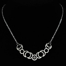 Triple Goddess Pentacle Necklace Stainless Steel Pagan Star Pendant Amulet - £13.46 GBP