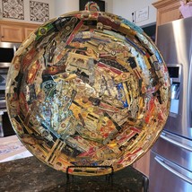 Rare Antique Cigar Label Bands Collage Tray Round Large 20&quot; Handmade - $229.95