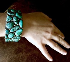 RaRE Navajo Gem Fine quality Hard Turquoise UNISEX USA Turquoise POWER bracelet - £3,252.28 GBP