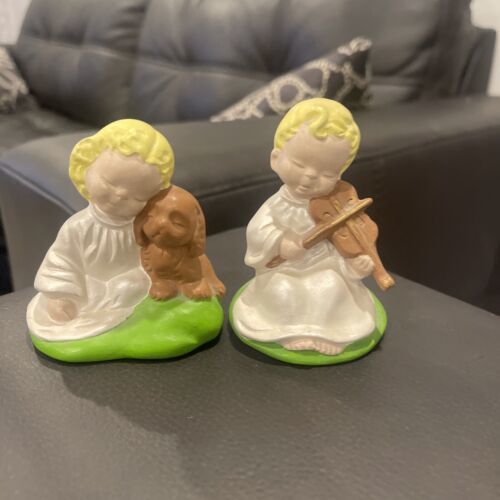 Vintage Angel Baby Ceramic Figurines Set of 2 - $8.10