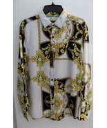 NEW Baroque Gold Italian Designer Style Mens Shirt Royal Lion Head Size M - £35.18 GBP