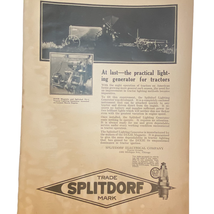 Splitdorf Tractor Generator Company Print Ad February 1920 Frame Ready - £6.63 GBP