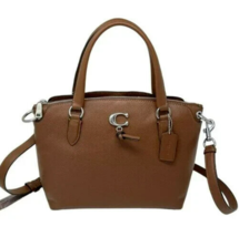 Coach Remi Saddle Brown Pebbled Leather Silver C Crossbody Satchel Bagnwt! - £176.83 GBP