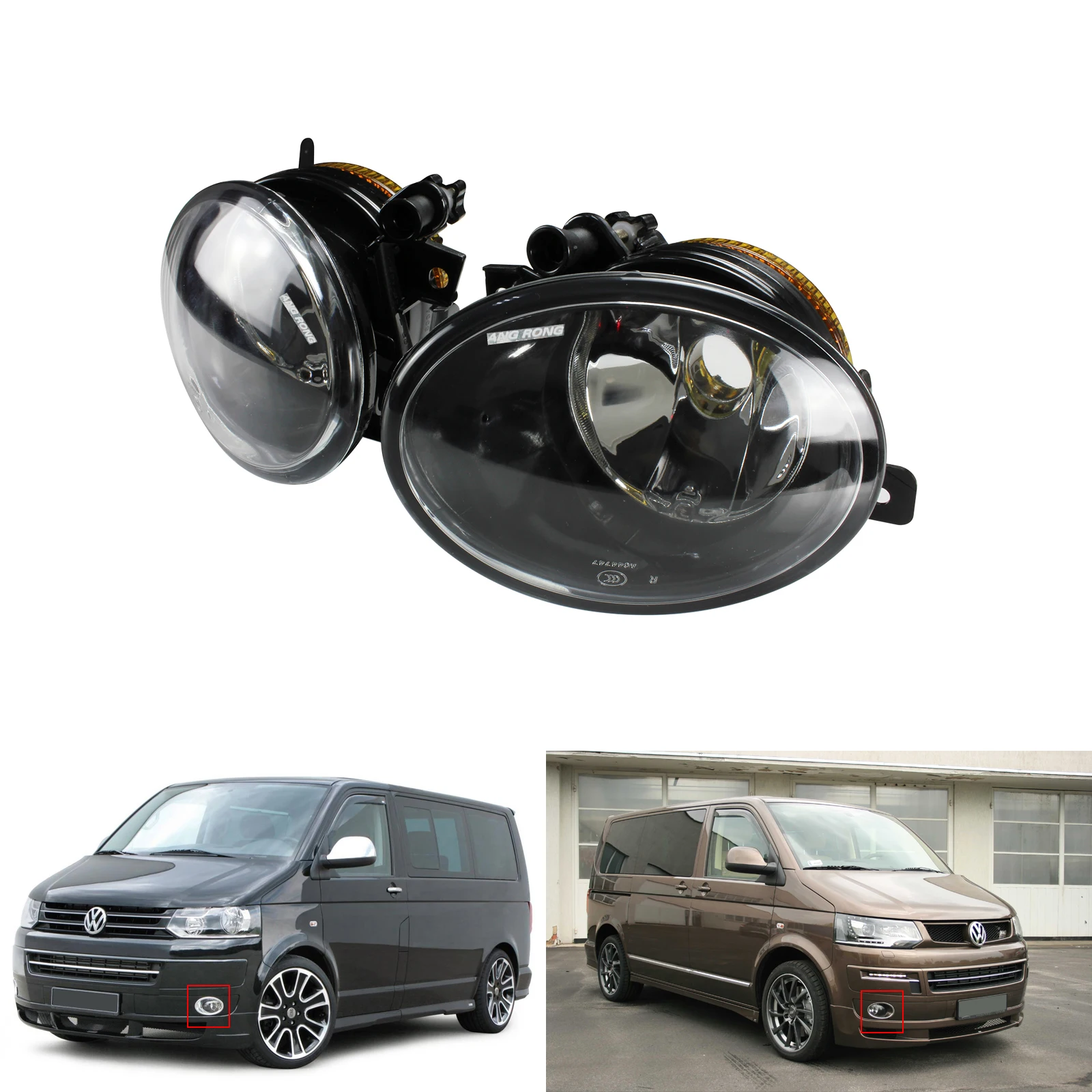 Angrong 2x Fog Light Lamps Oem Replacement Left &amp; Right No Bulb For Vw T5 - £29.81 GBP