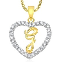 0.5Ct Moissanite Letter G Heart Pendant 14K Yellow Gold Plated Sterling Silver - £93.46 GBP