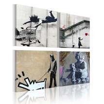 Tiptophomedecor Stretched Canvas Street Art - Banksy Composition Barking Dog 4 P - £55.50 GBP+