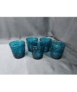 Mid Century Teal Blue Glass American Eagle Patriotic Shield Set Of 5 Gla... - $748.67 MXN