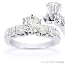 Forever Brilliant Round Cut Moissanite 5-Stone Engagement Ring in 14k White Gold - £747.18 GBP+