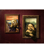 Art Wall Decor Mona Lisa And Scream painting Picture Printed Canvas Giclee - £6.88 GBP+