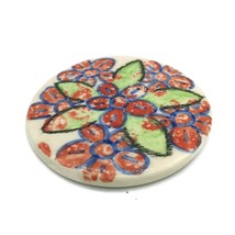 1Pc Handmade Ceramic Round Floral Coasters,Hand Painted Office Desk Acce... - £26.68 GBP