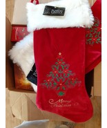 ST NICK&#39;S CHOICE DEEP RED VELVET EMBROIDERD SNOWFLAKES CHRISTMAS STOCKING - $4.95