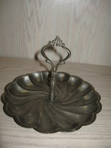 Candy Dish Silver Plate With Handle Swirl Shell Design  - $7.95