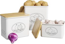 White Plastic Potato, Onion &amp; Garlic Storage Bins - Large Capacity Set - $70.24