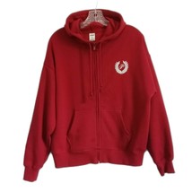 PINK Victoria&#39;s Secret Scarlett Red Hoodie Zipper Front Fleece White VS ... - $61.75