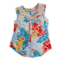 Floral Lace Inset Sleeveless Top Women's Size XS Tropical Print By Candies - $7.26