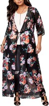 Planet Gold Womens Trendy Plus Size Printed Kimono,Black Combo,2X - $45.50