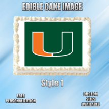 Miami Hurricanes Edible Image Topper Cupcake Frosting 1/4 Sheet 8.5 x 11&quot; - £8.78 GBP