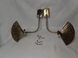 Vintage Brass Fan Curtain Tie Backs Chinoiserie Hollywood Regency Matching Set - £34.12 GBP