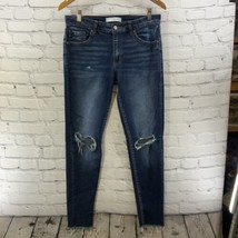 Kancan Skinny Jeans Juniors Sz 13 Dark Wash Distressed  - £12.25 GBP