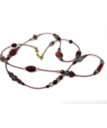 Artisan Red Long Beaded Fashion Necklace, 41 Inches - $16.00 CAD
