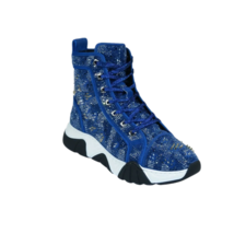 Mens High Top Shoes By FIESSO AURELIO GARCIA,Spikes Rhine stones 2412 Navy Blue image 2