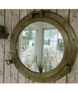 Porthole Mirror ~ Antique Brass Finish ~ 24&quot; Large Nautical Wall Decor - £129.39 GBP