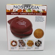 Nostalgia My Mini Thanksgiving Turkey Waffle Maker 5&quot; Non-Stick Red Easy Clean - £11.84 GBP