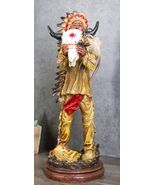 Indian Tribal Warrior Chief with Roach Headdress Holding Ox Cow Skull Fi... - €28,97 EUR