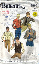 Men's SHIRT, VEST & TIE Vintage 1960's Butterick Pattern 5897 Size 16½ - $12.00