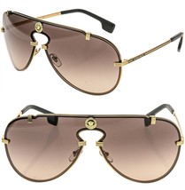 VERSACE MESMERIZE Pilot Medusa 2243 Gold Brown VE2243 Aviator Classic Su... - $266.31