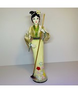 Chinese Girl Doll Holding Hoe Oriental Vintage Dress 15&quot; Dolls Collectors - £31.65 GBP