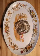 Apollo Ware Melmac Turkey Tray Platter Oval Shape 20¾&quot; x 14½&quot; Leaf Flower Border - $17.77