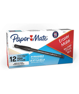 Paper Mate Erasermate Erasable Pen, Medium Point, Black, Box of 12 - £9.80 GBP