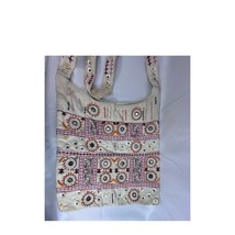 Boho Hippie VTG GAP Floral, Beads &amp; Buttons Accents Crossbody Bag Purse Cavas - £16.07 GBP
