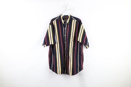 Vtg 90s Streetwear Mens Large Faded Striped Color Block Collared Button ... - $44.50