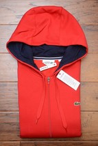 Lacoste SH1613 Men&#39;s Red Hooded Jacket Hoodie Fleece Cotton Big &amp; Tall X... - $65.33