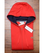 Lacoste SH1613 Men&#39;s Red Hooded Jacket Hoodie Fleece Cotton Big &amp; Tall X... - £51.07 GBP