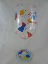 Lolita Love My Wine &quot;Celebrate&quot; Large 15 oz Wine Glass Hand Painted with... - $16.82