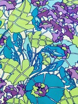 1960s Mod VTG Polyester Fabric Lime Turquoise Purple Floral - 59x36&quot; Unused - $811.95 MXN