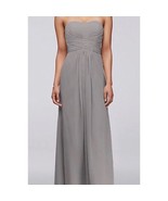 David&#39;s Bridal Long Strapless Chiffon Dress Pleated Bodice Gray Mercury ... - $1,864.98 MXN
