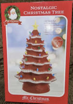 Mr Christmas Nostalgic Christmas Tree Pink/Red 15&quot; Ceramic Multicolor Li... - £43.25 GBP