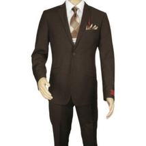Men RENOIR suit Solid Two Button Business Formal Year Round Slim Fit 201-5 Brown image 11